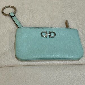 Salvatore Ferragamo Gancini With Key Ring
Elegant Light Blue Leather Key Holder